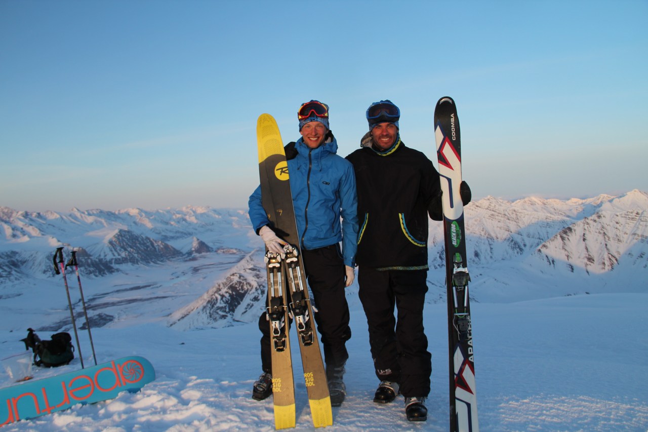 Lars and I at the top at 10pm.  Luckily the April sun stays out late in the Arctic.