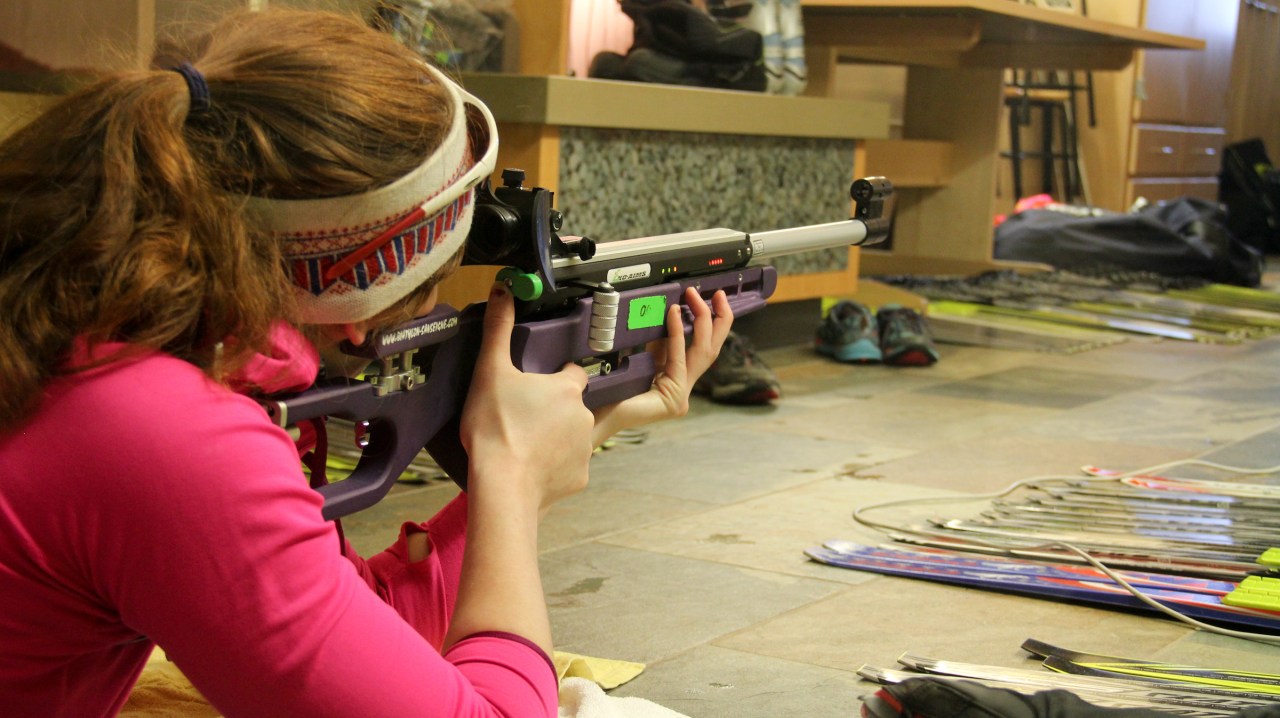 One of the cool activities we did with the kids was introduce biathlon with infrared rifles.