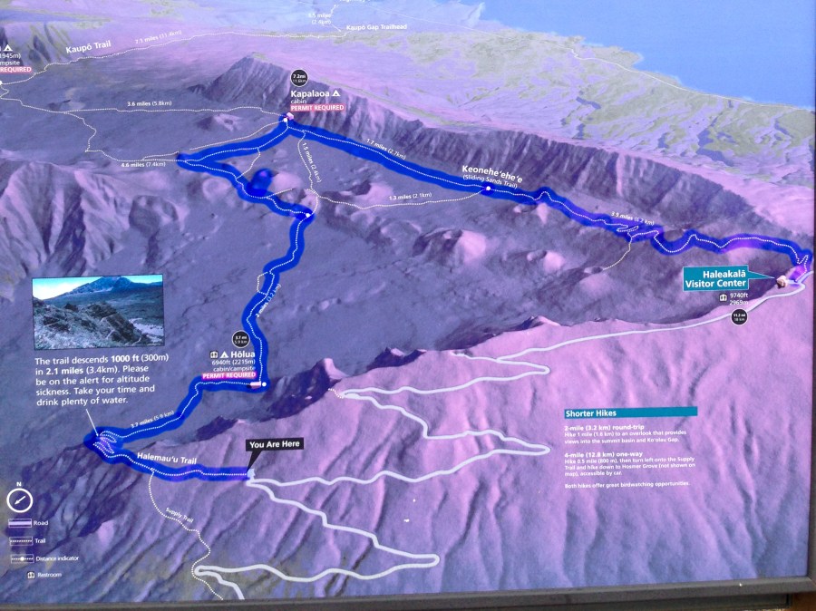 The rout I planned started down the sliding sands trail and into the valley, then back out to another trailhead on the road.  It was about 15 miles, point to point.