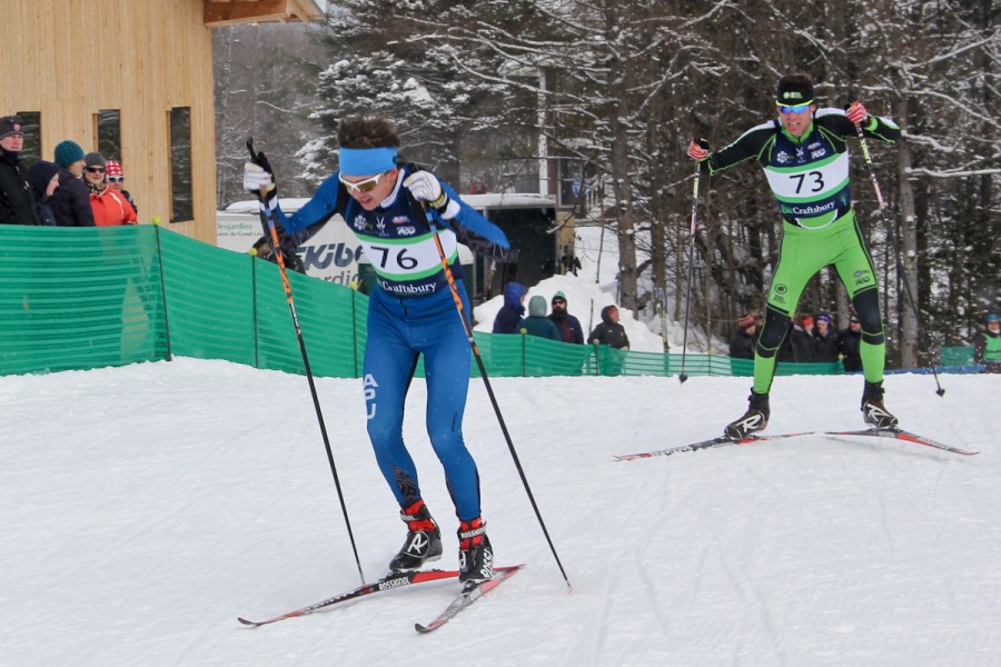 Lex racing to a podium finish in the skate 10k individual start.