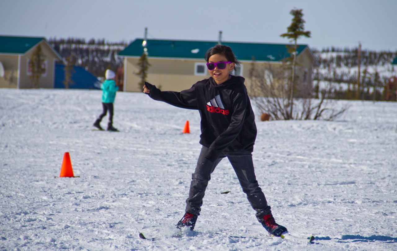 Practicing the no-pole skate.